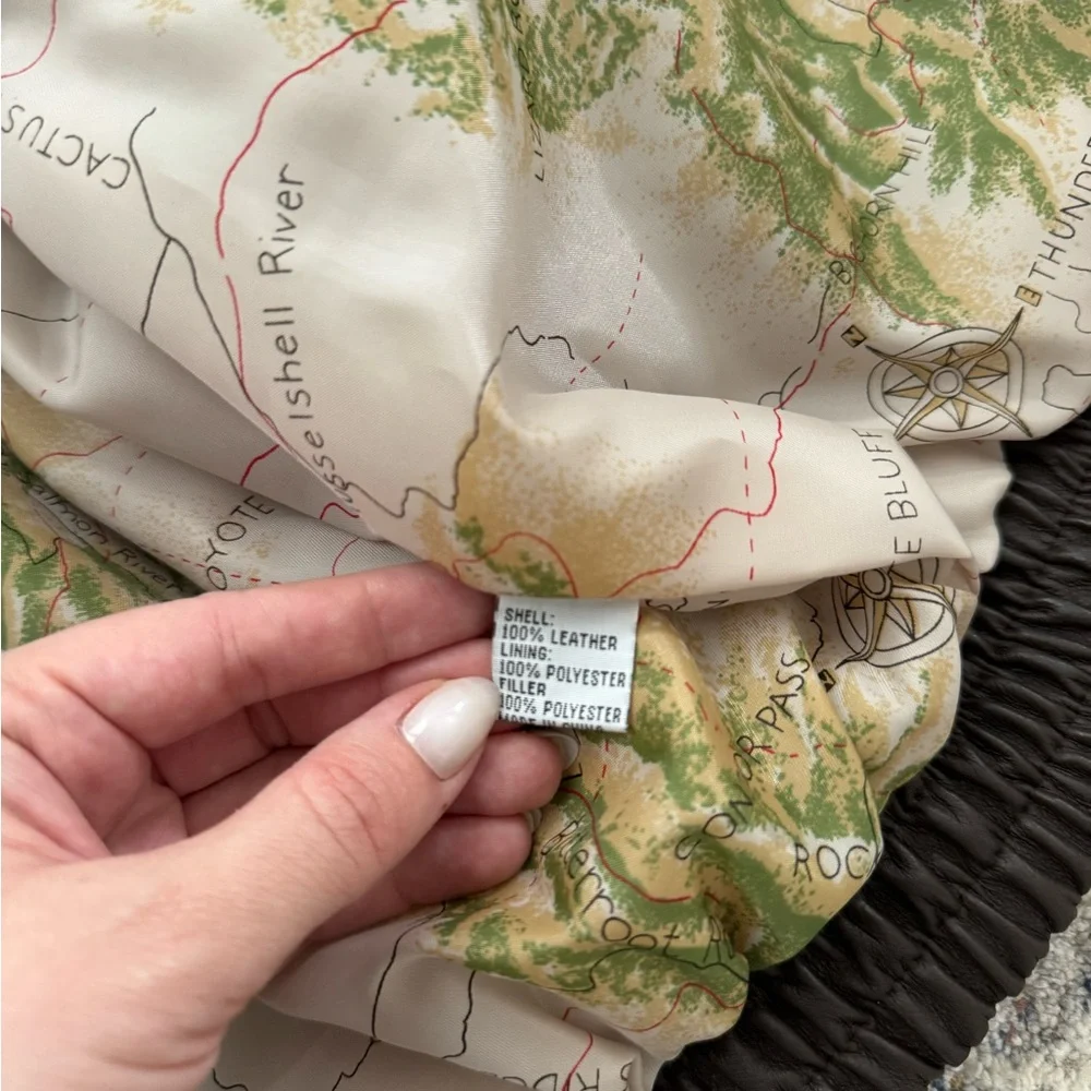 Vintage Leather Bomber Jacket | Men’s XL | Embroidered Logo - Picture 3 of 4